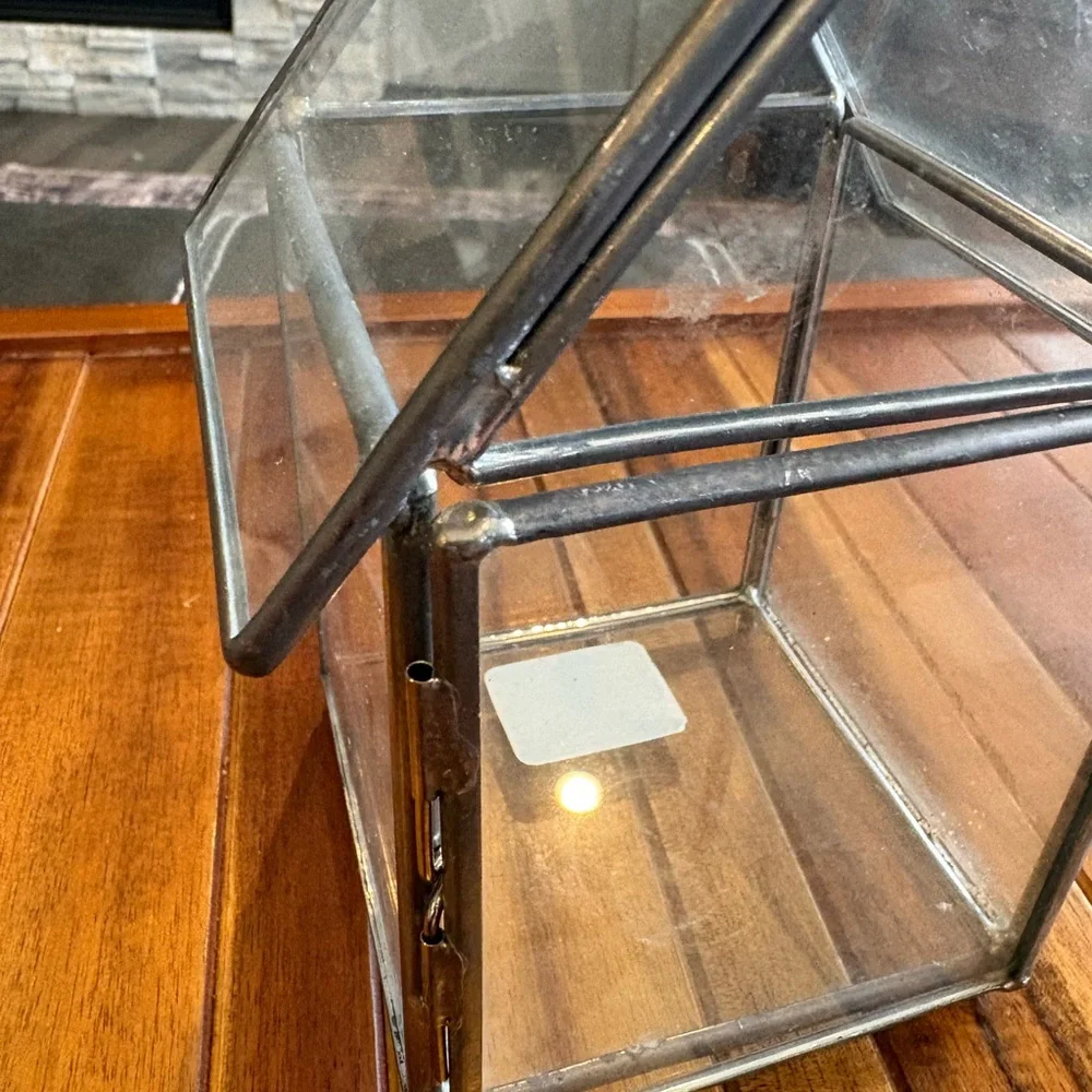 Hen-Feathers Rooster Leaded Glass Terrarium Hinged Door Made In The USA